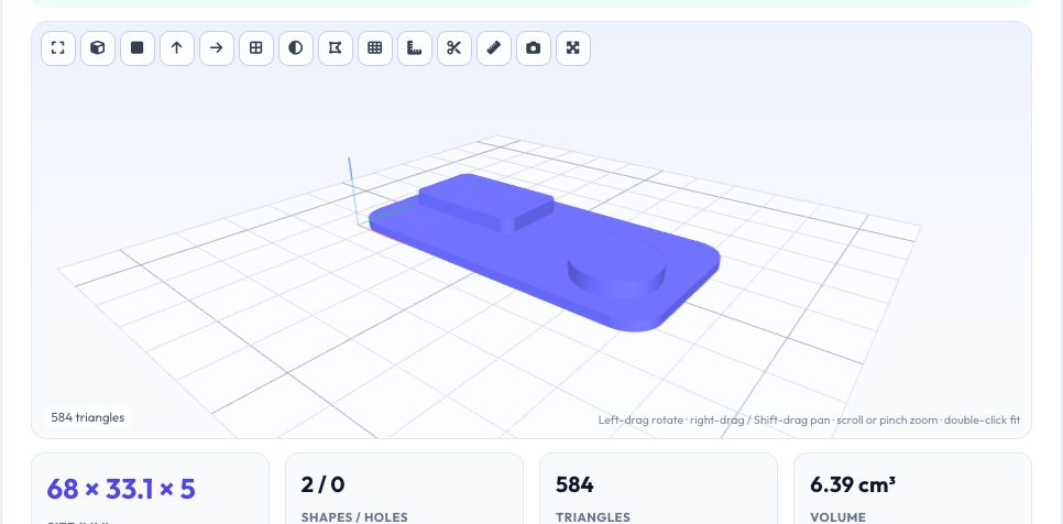 Screenshot of the free SVG to STL Extruder (Logo / Silhouette to 3D) tool on AZRS QuickFix